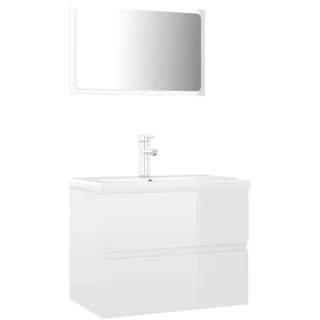 vidaXL Badmöbel-Set Hochglanz-Weiß Holzwerkstoff