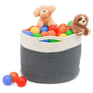 Dune Design Ø34x25 Baumwoll Seilkorb 20L Aufbewahrungskorb Boho Wäschekorb Kinderzimmer Korb