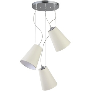 GTV - Deckenlampe Kasel | 3*E27 Hängelampe Ø46cm Breit Wohnzimmerlampe Esstisch Esszimmerlampe | AC220-240V, 50/60Hz | 3 Flammig | Creme