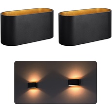 SSC-LUXon 2 Stück JOBERO Wandleuchte Innen schwarz - Wandlampe Gold Design Up Down Leuchte Fassung für 1x G9 Leuchtmittel