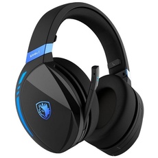 Bild von Warden I SA-201 Gaming Headset, schwarz/blau, USB, kabellos, Stereo, Over Ear, Bluetooth 5.0, 2,4 G 3,5 mm