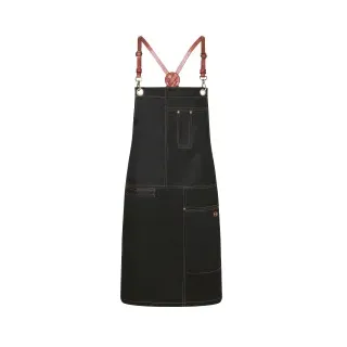 Karlowsky Urban X-Style Latzschürze, 68 x 80 cm, Schürze in Twill-Optik mit Kreuzträger zur Entlastung des Nackens, Farbe: schwarz