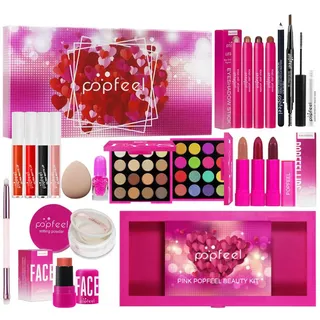 FantasyDay Xmas Make-Up Sets Adventskalender 2025 Multifunktions Kosmetik Schminkkoffer Mädchen Makeup Geschenkset - Schminke Kit mit Lidschatten Palette Lippenstift Concealer Puder Rouge Mascara