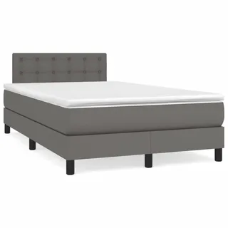 vidaXL Boxspringbett mit Matratze Grau 120x190 cm Kunstleder