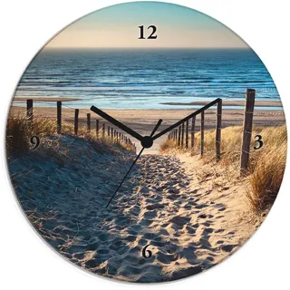 ARTland Wanduhr Weg zum Nordseestrand Sonnenuntergang 30,0 cm 5520 beige