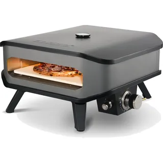 Cozze® 90349 13" Gas Pizza Ofen mit Thermometer mobiler Pizzaofen Pizzastein Gasgrill bis 400 degreeGrad regelbar mit 34x34 cm Pizzastein tragbar Terrasse Balkon, Schwarz