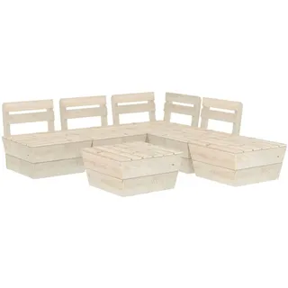 6-tlg. Garten-Paletten-Lounge-Set Imprägniertes Fichtenholz - Beige, Bunt