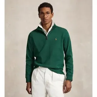 Polo Ralph Lauren für Herren. 710P07411501 Jersey Estate-Ripp mit kurzem Reißverschluss grün (XXL), Lässig, Baumwolle, Langarm