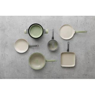 BergHOFF Leo Flanschenpfanne, 26 cm, rund, 100% recyceltes Aluminium, keramische Antihaftbeschichtung, induktion, grün, Cool-Touch-Antirutschgriff - Grün