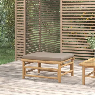 The Living Store Gartenhocker mit Taupe Kissen Bambus - Taupe