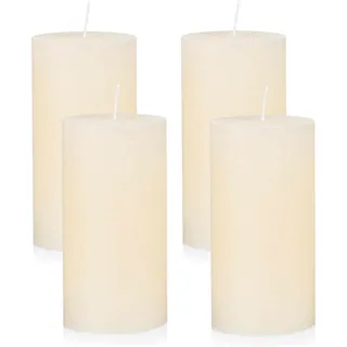 NKlaus Rustikale Adventskerzen Creme 4er Set Ø 6x10 cm – Stumpenkerzen aus Wachs für Weihnachtsdeko, Adventskranz & Tischdekoration, lange Brenndauer