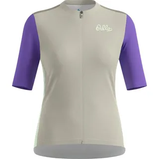 Essentials Radtrikot mit Reissverschluss und Vintage-Print, Damen - Odlo, Farbe:10867 agate gray, Größe:XS - Grau