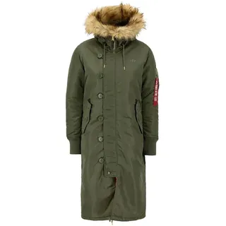 Alpha Industries Long Fishtail Jacke - Sage Green - S,