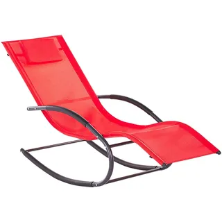 Beliani Gartenliege Schaukelfunktion Rot Carano Ii , Metall , 60x90x155 cm , Gartenmöbel, Gartenliegen, Liegestühle