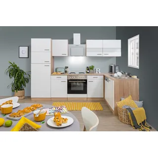 Respekta Winkelküche Merle L-Form 280 x 172 cm E-Geräte Edelstahlkochfeld weiß/eiche sägerau nachbildung