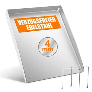 GFTIME 40x30cm Edelstahl Grillplatte Plancha für Weber, Enders, Landmann, Rösle videro, Burnhard Gasgrill und Holzkohlegrill,4mm Dicke massiven Edelstahl Plancha Grillplatte mit Griff