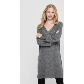 Langarm Strickkleid Midi V-Ausschnitt Pullover Dress Knielang JDYELANORA | S - Dunkelgrau