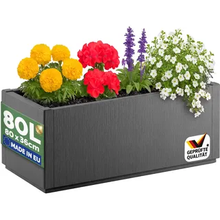 CASARIA Blumenkasten Ethica | Anthrazit, 80L, 80x36x36cm, Garten, Wetterbeständig, Pflanzkasten