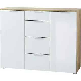 Germania Sideboard 134 x 105 x 40 cm Eiche / Weiß