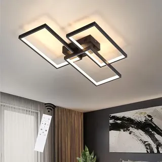 ZMH LED Deckenleuchte Schwarz Dimmbar mit Fernbedienung Metall Modern Design 64W für Wohnzimmerl Schlafzimmer Küche - Schwarz