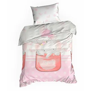 Bettwäsche Kissenbezug für Kinder Bettbezug Bettwaren Set 100 x 135 cm Elefant