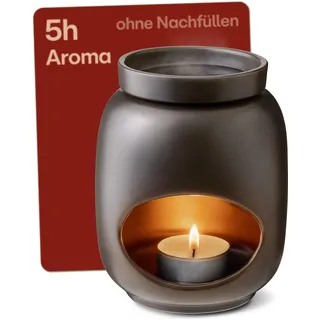 Praknu Duftlampe für Ätherische Öle aus Keramik 75 ml – Sanftes Verdampfen – Langanhaltender Duft – Aroma Duftöl Lampe – Stövchen für Duftöle & Duftwachs – Duftlampe Teelicht – Aromalampe – Schwarz