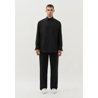 Businesshemd STUDIO SEIDENSTICKER "Studio", Herren, Gr. M39-40, normale Ärmellängen, schwarz, 93% Polyester, 7% Elasthan, unifarben, oversize, 2-Knopf-Manschette, Hemden Businesshemd, Oversized Langarm Kentkragen Uni