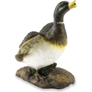 esotec Wasserspeier-Figuren Ente Lucky Duck | Einzelfigur Teichfigur 100739 - Braun, Weiß