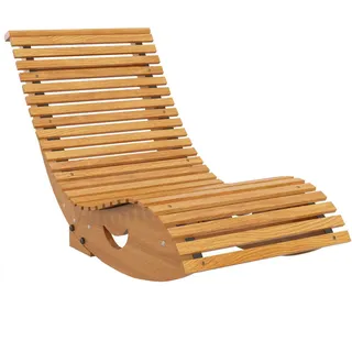 Outsunny Schaukelstuhl aus Holz, Ergonomisch, Kippschutz, für Balkon, Terrasse, Teak , Teakfarben , 60x60x130 cm , Gartenmöbel, Gartensessel, Gartenstühle