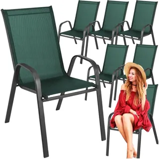 Metall Gartenstühle für Terrasse Balkon Gartensessel Grün 6er Set - Grün