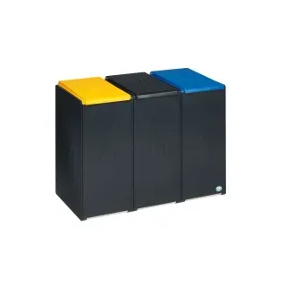 VAR Wertstoffsammelsystem 3x 40 Liter, Anthrazit, aus schlagzähem Polysterol, Ausführung: 3-fach 120-l (3x 40-l)