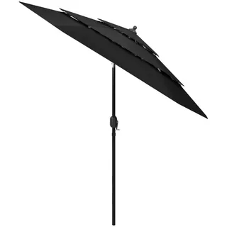 vidaXL Sonnenschirm mit Aluminium-Mast 3-lagig Schwarz 2,5 m - Schwarz