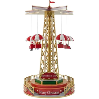 Wintem Bewegliches Weihnachtskarussell mit Musik und LED-Lichtern – ideal für die Dekoration von Haus oder Weihnachtsdorf während der Weihnachtszeit – aus langlebigen Materialien – 44,5 x 24,5 x 24,5