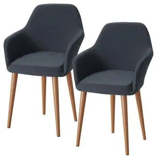 Alishomtll Stretch Stuhlhussen 2er Set Sesselbezug Stuhlbezug mit Armlehnen Abnehmbare Waschbar Schonbezug für Bürostühle Esszimmerstühle Bezug für Küche Bankett Hochzeit Party (Grau, 2 Stück)