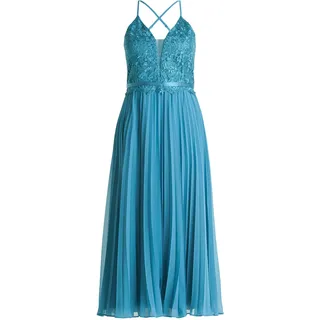 Abendkleid VERA MONT "Abendkleid mit Stickerei", Damen, Gr. 36, EURO, blau (shiny blaustone), 100% Polyester PES., Kleider Abendkleid
