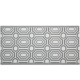 Beliani Outdoor-Teppich, Grau Weiß Polypropylen 90 x 180 cm Modern Jacquardgewebt Rechteckig 90x180 Teppiche - Böden, Teppiche, Outdoorteppiche
