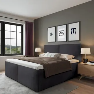 Halmon Schlafkomfort Betten Milano 180 x 200 cm H3 Anthrazit
