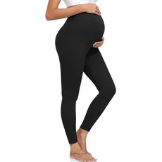 ACTINPUT Umstandsleggings Damen Blickdicht High Waist Umstandshose Elastisch Schwangerschaftsleggings Umstandsmode Leggings for Schwangerschaft(Schwarz,XL)