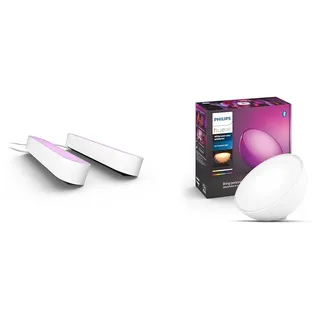 Philips Hue White & Color Ambiance Play Lightbar Doppelpack Basis-Set (500 lm) & White & Color Ambiance Go Tischleuchte (530 lm)