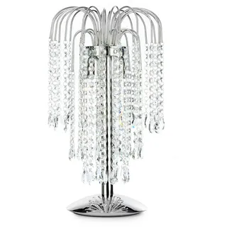 Kristall-Tischleuchte , Chromfarben , Metall, Glas , 50 cm , Lampen & Leuchten, Innenbeleuchtung, Tischlampen, Tischlampen