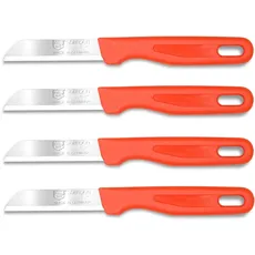 Gemüsemesser Set aus Solingen Schälmesser Obstmesser Universal Messer Made in Germany Allzweckmesser mit Scharfem und Präzisem Schnitt Messerklinge aus Rostfreiem Edelstahl (Rot, 4er Set)