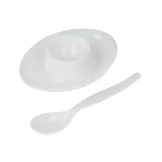 Metaltex Eierbecher mit Löffel, 6-teilig, weiß, Eierhalter aus Kunststoff für das perfekte Frühstück, 1 Set = 6 Becher inkl. 6 Löffel