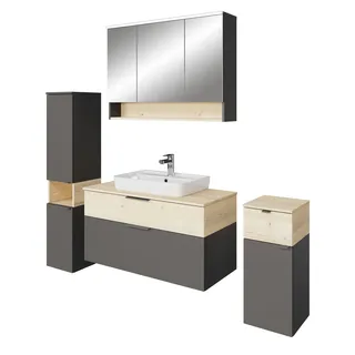 Saphir Badmöbel-Set "Quickset 394" Komplett-Set, 5 Stk. tlg., quarzgrau matt