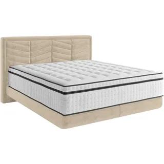 Carryhome Boxspringbett , Beige , Textil , H3 , 160x200 cm , Stoffauswahl, in verschiedenen Größen erhältlich , Schlafzimmer, Betten, Boxspringbetten