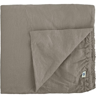 Linen & Cotton Weicher Griff Spannbettlaken Spannbetttuch Bettlaken mit Gummizug Alicia - 100% Leinen Gewaschen, Taupe (150 x 200 cm) Laken Leintuch Betttuch Bettwäsche Bett Doppelbett Boxspringbett