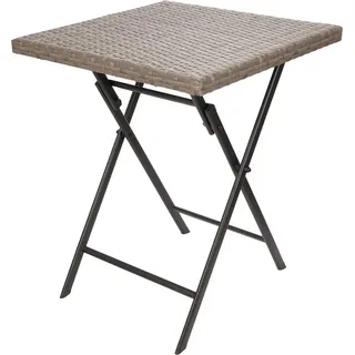 Brubaker Gartentisch Toskana - 58 x 58 cm Balkontisch wetterfest - Polyrattan Beistelltisch klappbar - Campingtisch eckig - Klapptisch für Balkon, - Grau Braun