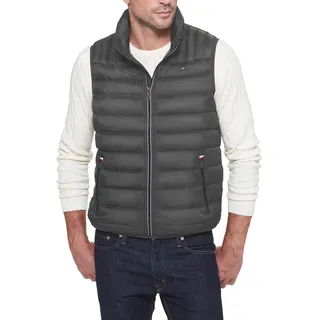 Tommy Hilfiger Herren Lightweight Packable Puffer Vest Daunenweste, Dunkelgrau, L