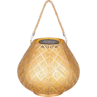 Ambia Garden Solarleuchte , Goldfarben , Metall, Kunststoff, Textil , rund , 24 cm , RoHS, Ce , mit Schalter, transportabel , Dekoration, Gartendeko