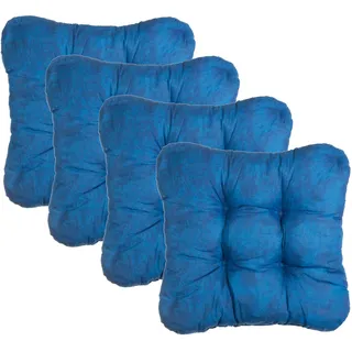 Brandsseller Kissen-Set Sitzkissen Dekokissen Stuhlkissen Zierkissen Stuhlauflage 4er-Set Blau