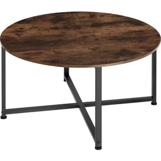 tectake Couchtisch Aberdeen, 88,5 x 47 cm, Industrial Holz dunkel, rustikal , Rostfarben , Rund , 88.5x47x88.5 cm , Wohnzimmer, Wohnzimmertische, Couchtische
